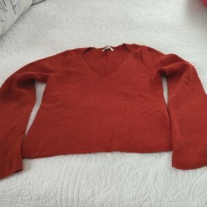Madewell Women's V-Neck Sweater in Rust
